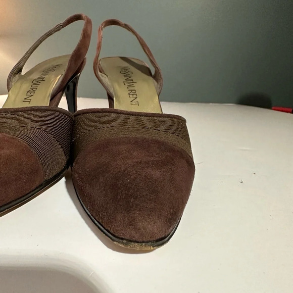 Yves Saint Laurent Brown Slingback Pumps Sz 9M - Picture 13 of 16